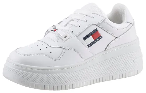 Tommy Jeans Damen Flatform Sneaker Retro Basket Essential - Damen-Sneaker mit stilvollem Design und dicker Sohle, ideal für Alltag und besondere Anlässe, aus hochwertigem Leder für optimalen Tragekomfort.