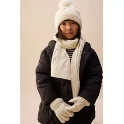 Next Beanie Set mit Zopfmuster-Beanie, Schal und Handschuhen (3-St) beige 146-158 (11-13 J.)