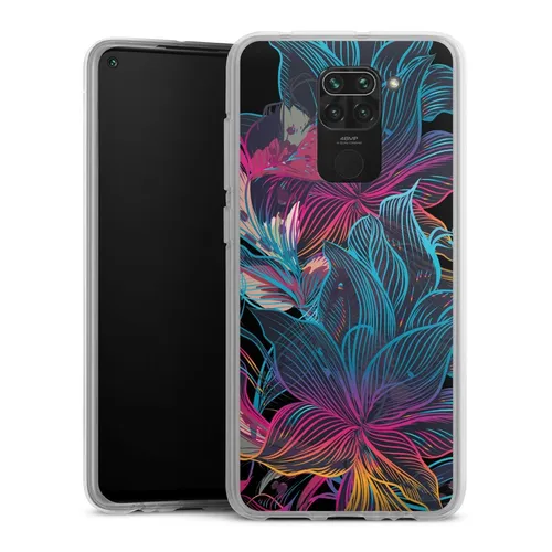Handyhülle für Xiaomi Redmi Note 9 Blumen Neon bunt