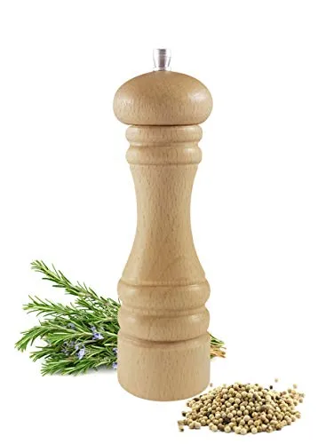 Sendez Pfeffermühle Salzmühle in 14 Farben Gewürzmühle Hochglanz 19cm Made IN EU (Natur)