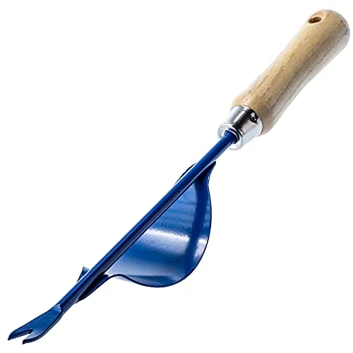 KADAX robuster Handunkrautstecher aus Edelstahl, manueller Unkrautstecher mit Holzgriff, Unkrautabzieher, Unkrautjäter, Gartenjäter, Wurzeljäter (36,5 cm, Blau)