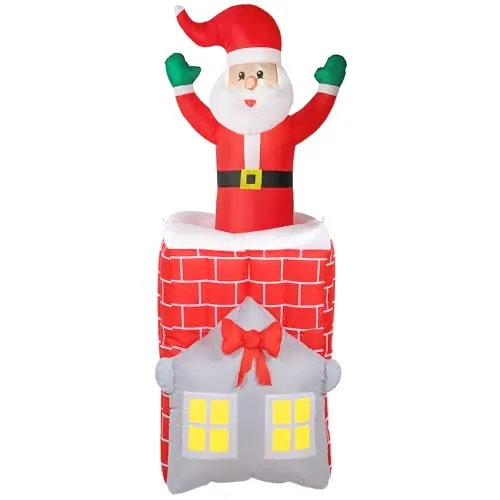Outsunny Aufblasbarer Weihnachtsmann 210cm mit LED-Lichtern