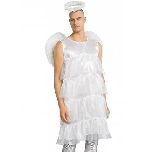 Herren Kostüm Engel Gr. XL – Männerballett Outfit für Fasching & Karneval - Witziges Engel-Kostüm für Herren in Größe XL. Ideal für Männerballett, Junggesellenabschied und Fasching. Glänzender Satin und Glitter-Tüll sorgen für unvergessliche Auftritte und gute Laune!