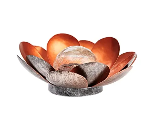 Bonetti Solar Seerose für außen aus Metall mit Bruchglaskugel, warm-weiße LED Beleuchtung, toller Lichteffekt, Gartendeko in Blüten/Lotus Optik (groß)