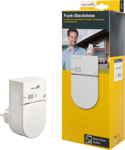 AS 20034 - Funksteckdose für außen - Wetterfeste Funksteckdose für die Fernsteuerung von Elektrogeräten, ideal für Garten und Terrasse, kompatibel mit Smart Friends System und Sprachsteuerung.