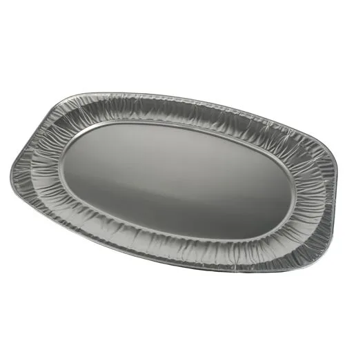 Servierplatten, Alu oval 35 cm x 24,5 cm Aluplatten 10 in silber von Geschirr-Besteck