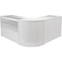 Verkaufstheke A1200: Ladentheke, Tresen für Kassen und Empfang - Ladentische & Verkaufstheken: A1200 Kassentisch in Ahorn, ideal für Empfangsbereiche, bietet 3 Einheiten mit optimalen Maßen für effiziente Nutzung.