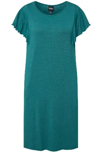 Ulla Popken Midikleid mit Glitzer-Ringel - Kleid in karibikgrün mit Rundhalsausschnitt und Flügel-Halbarm, ideal für legere Anlässe und bequem dank hochwertiger Materialien.