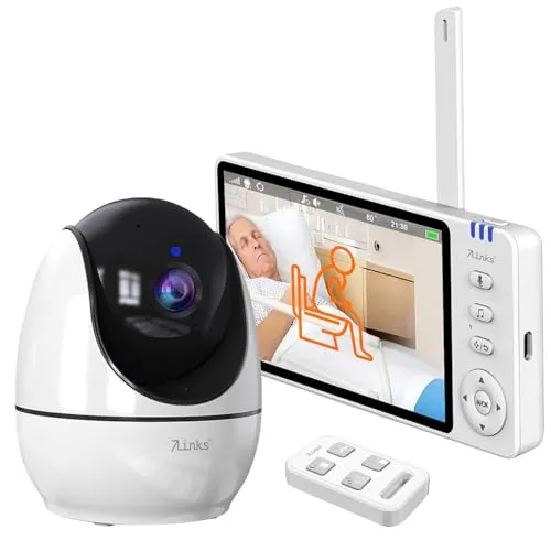 7links Babyphones Kamera: HD-Video-Seniorenkamera, Schwenk- & neigbar, mit Notruf-Fernbedienung (Senioren Überwachungs-Kamera, Babyfone mit)