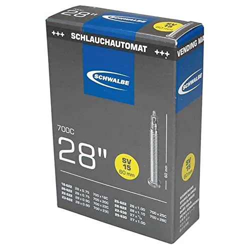 Schwalbe Unisex – Erwachsene SV 15 in Folie Schlauch, schwarz, 28x3/4-1 1/8