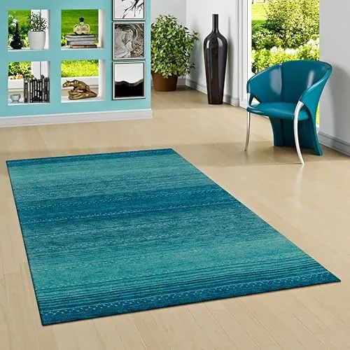 Natur Teppich Indo Gabbeh Indira Türkis Verlauf in 7 Größen