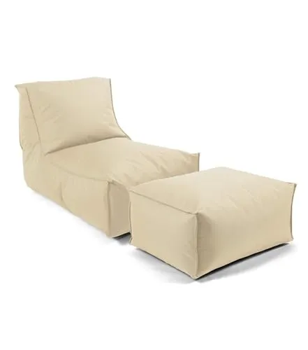 mokebo Sitzsack Der Sundowner (mit Hocker) - Outdoor Bean Bag für Kinder & Erwachsene - Sitzsäcke aus wetterfestem Outdoorstoff, ideal zum Entspannen im Freien. Hochwertige EPS-Perlenfüllung für optimalen Komfort und Langlebigkeit.