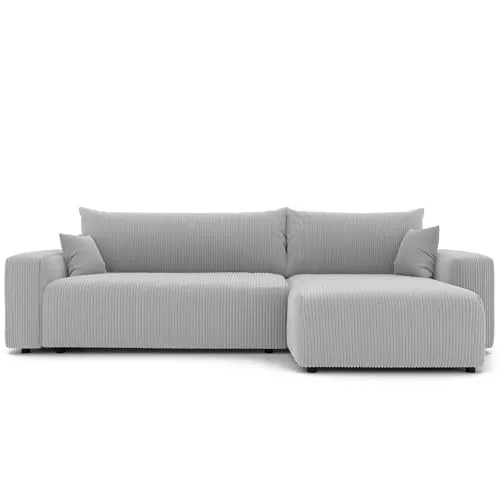 Gepolstertes Ecksofa PIANO XL mit Schlaffunktion - Elegantes Ecksofa mit Bettkasten und flexibler Ottomane, ideal für komfortable Nächte und stilvolle Wohnräume. Hergestellt aus hochwertigem Poso-Cordstoff für eine gemütliche Atmosphäre.