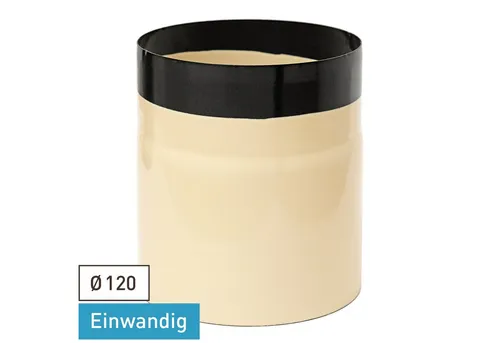 Rauchrohr / Ofenrohr Emaille 120mm - 150mm Elfenbein - Kaminrohr aus emailliertem Stahlblech, temperaturbeständig bis 600°C, ideal für effiziente und sichere Abgasführung.
