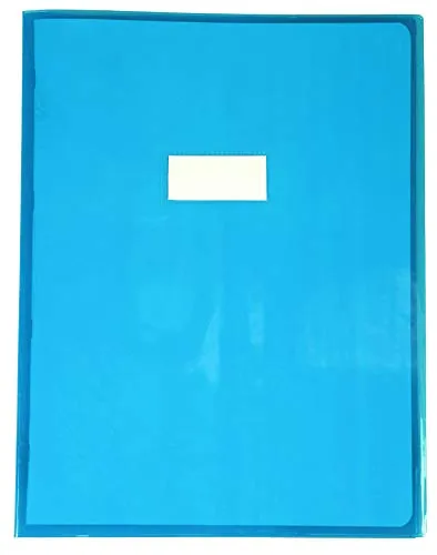 Clairefontaine 73402C - Heftumschlag Calligraphe Cristalux DIN A4+ 24x32 cm, mit Etikettenhalter, Blau Transparent, 1 Stück