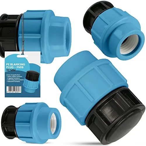 PE-Rohr Endkappe PN16 32 mm Endstück Abschluss Stopfen Deckel Verschlußkappe Klemmverbinder Bewässerungssystem Fitting Kupplung Werkzeuglose Montage Wasserrohrstopper Klemmkupplungen