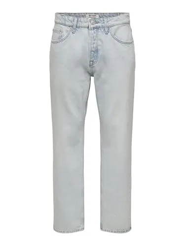 ONLY & SONS Regular Fit Jeans - Hellblau, Größe W36/L32 - Herren Jeans in Hellblau aus 100% Bio-Baumwolle, Regular Fit mit 5-Pocket-Design, ideal für einen lässigen Look und optimalen Tragekomfort.