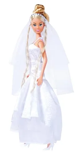 Produktbild Simba Steffi Love Wedding – Puppe (29 cm) als Braut in 2-sortiertem Hochzeitskleid, detailverliebtes Hochzeitsspiel für Kinder ab 3 Jahren, traumhafte Hochzeits-Puppe mit Zubehör