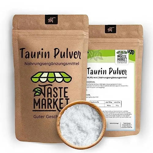 Taurin Pulver – Ohne Zusatzstoffe – 99,9% Rein – Muskelaufbau – Aminosäuren Pulver 500 g