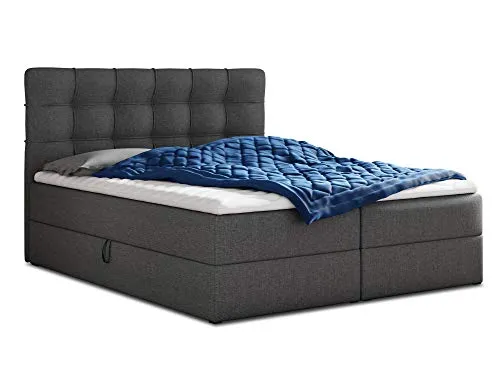Boxspringbett Best mit 2 Bettkästen - Stilvolles Polsterbett in Graphit (Inari 94), inklusive Luxus Bonell-Matratze und Topper. Mit praktischen Bettkästen für zusätzlichen Stauraum - ideal für Ihr Schlafzimmer.