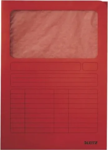 Leitz Sichtmappen 3950-00-25, A4, rot, 100 Stück - Hefter & Mappen - Nachhaltige Sichtmappen aus 100% Recyclingpapier mit Sichtfenster, ideal für die Organisation von Dokumenten.