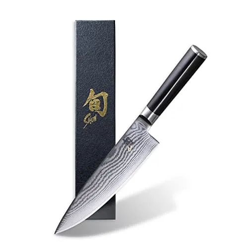 KAI Shun Kochmesser 8 Zoll Linkshand DM-0706L - Hochwertiges Linkshänder-Kochmesser mit 20 cm Klingenlänge, aus VG-MAX und Damaszenerstahl für herausragende Schärfe. Ergonomischer Pakkaholzgriff für perfekte Kontrolle und Balance in der Küche.