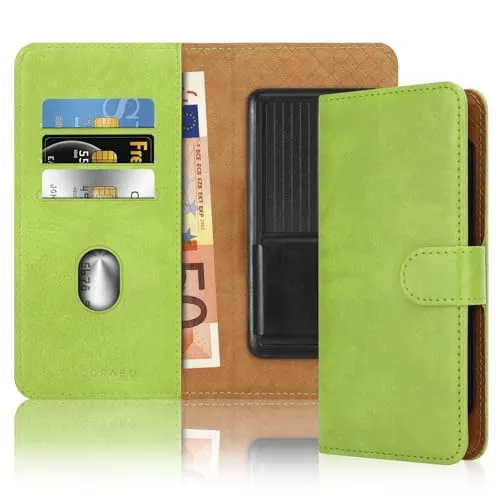 Cadorabo Klapphülle kompatibel mit Nokia Lumia 630/635-Handyhülle mit Kartenfach, 360 Grad Schutzhülle zum klappen- Flip Case Book Cover PU Leder Handytasche klappbar GRÜN