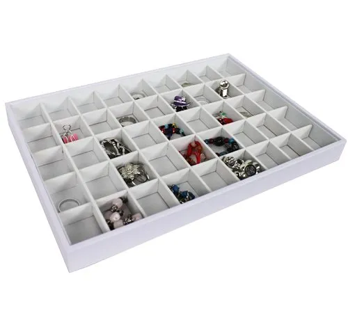 Vorlagebrett Schmuckkasten Schmucklade Schmuckdisplay Schaukasten Weiss… (45 Fächer)