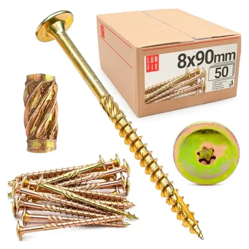 Lun Fix Tellerkopfschrauben 8x90 50 Stk TX40 Torx Fräsrippen
