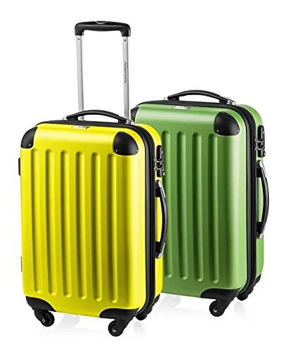 Hauptstadtkoffer® · Spree · 2er Hartschalen Kofferset · 2X Handgepäck 49 Liter (Gelb-Apfelgrün)