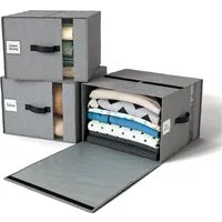 Björn&Schiller Aufbewahrungsbox Organizer für Kleidung, 37L (3er-Set) - Aufbewahrungsboxen mit Sichtfenster und 37L Volumen, ideal für die ordentliche Organisation von Kleidung und Heimtextilien – passt perfekt in jedes Zimmer und ist bei Nichtgebrauch flach zusammenfaltbar.