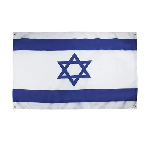 AZ FLAG Israelische Flagge, 150 x 90 cm, mit 4 Ösen, israelischer Pavillon für Balkon oder Wand