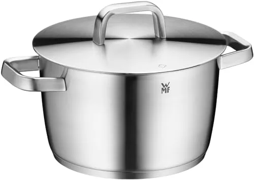 WMF Iconic Kochtopf groß 22cm - Kochtopf 22 cm, 4,7l, aus robustem Cromargan Edelstahl, hitzebeständig bis 250°C, ideal für alle Herdarten, mit innovativen Hohlgriffen für bessere Wärmeisolierung und breitem Schüttrand für tropffreies Ausgießen.