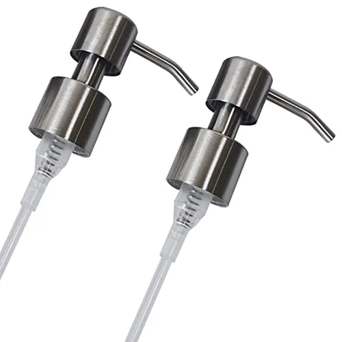 Seifenpumpe Edelstahl Ersatz Flüssigseifenspender-Pumpe Edelstahl Pumpaufsatz für Seifenspender in Küche und Badezimmer, 28 mm Gewinde Flasche Seifenspender, Gebürstetes Finish, 2 Stück