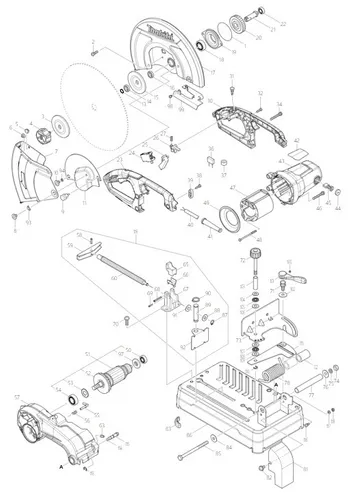 Makita Metallkreissäge LW1400 - mobile Metalltrennsäge, 230V, 2200 W, mit einstellbarer Eintauchtiefe und sicherem Schnellspannsystem