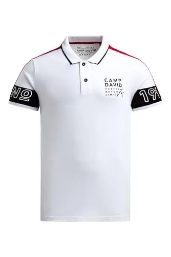 CAMP DAVID Poloshirt mit Baumwolle in Weiß (Größe S) - Stylisches Poloshirt aus 97% Baumwolle, ideal für legere Anlässe. Atmungsaktiv und bequem, perfekt für den Sommer!