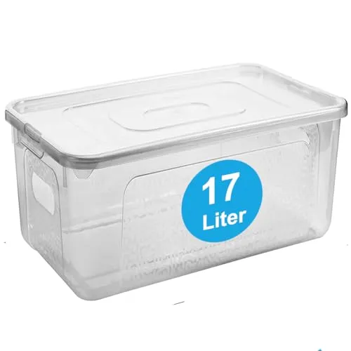 2friends Aufbewahrungsbox mit Deckel – 17 Liter Plastikbox mit Deckel, Robuste Kunststoff-Box für Boxen Aufbewahrung, Kisten Aufbewahrung mit Deckel – Platzsparende + Stabile Lösung, Made in EU