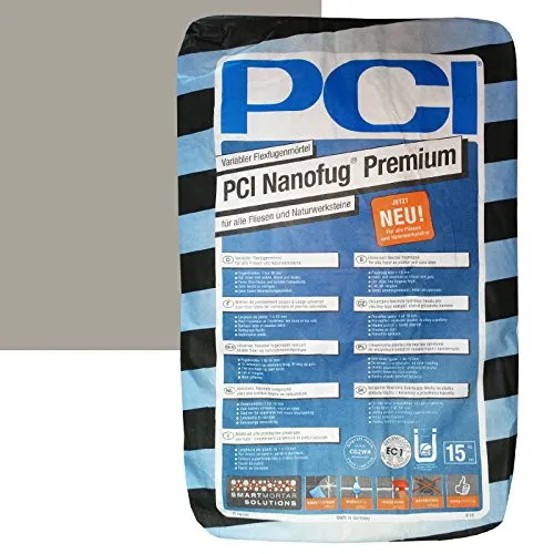 PCI Nanofug Premium 15kg Flexfugenmörtel Nr. 22 Sandgrau - Hochwertiger Flexfugenmörtel für Natursteine, emissionsarm und ideal für Fugenbreiten von 1-10 mm, sorgt für langlebige und schöne Fugen.