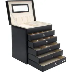 Yorbay Schmuckkoffer Seelux Serie – Schwarz, 5 Schubladen in schwarz von Yorbay