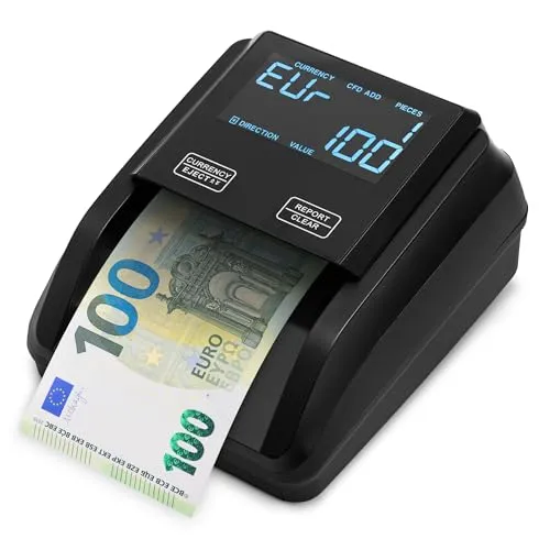 ZENACASA Geldscheinprüfer und Geldzählmaschine 2in1 mit Touchscreen- Einzeln einlegen