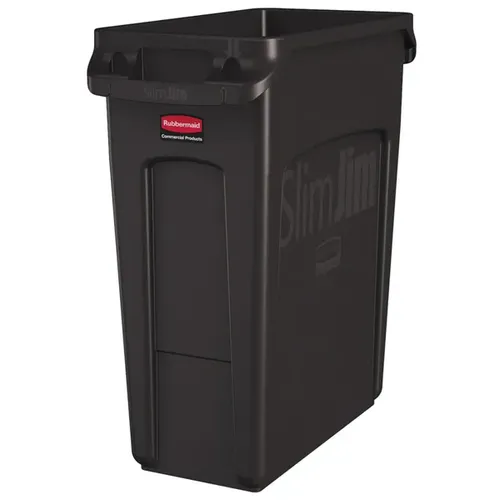 Rubbermaid Slim Jim® Abfalleimer 60 Liter - Müll- & Abfalleimer mit Luftkanälen für bessere Luftzirkulation, erleichtert das Herausnehmen von Abfallsäcken um bis zu 80%, robust und langlebig aus hochwertigem Kunststoff.