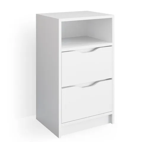 Vicco Nachtkommode Ruben, Weiß, 38 x 66.6 cm - Nachtkonsolen mit minimalistischem Design, ideal als Nachtschrank oder Beistelltisch. Offenes Regal für schnellen Zugriff auf Bücher oder Ladegeräte.