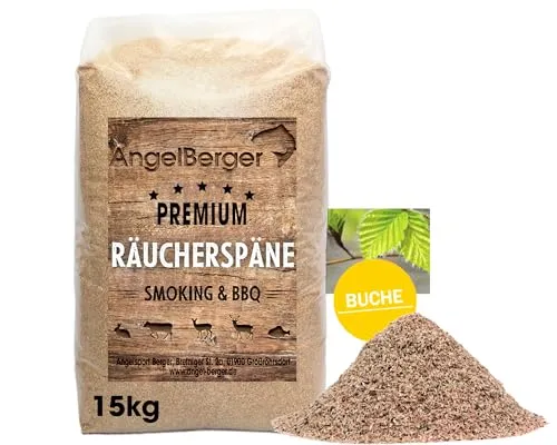 Angel-Berger Räuchermehl Räucherspäne Buche Deluxe 15kg Sack Buche Mehl 500/1000 (0,5-1mm) fein