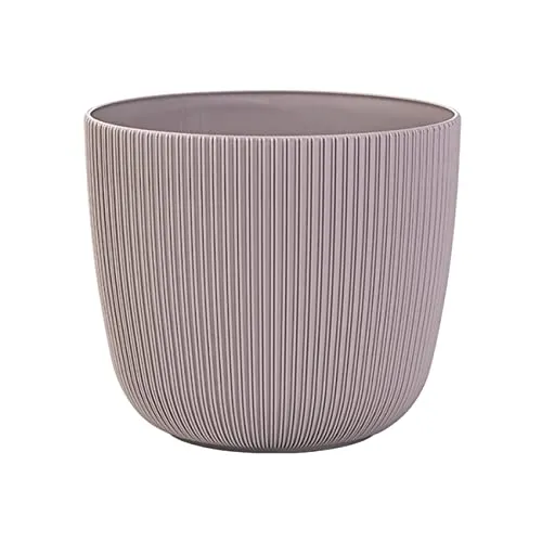 Engelland - 1 x Blumentopf mit Drainagesystem, Flieder/Violett, Rillenoptik, Pflanz-Topf, Kübel, modern, widerstandsfähig, rund, wetterfest, Kunststoff, Ø 25 cm, 8 Liter
