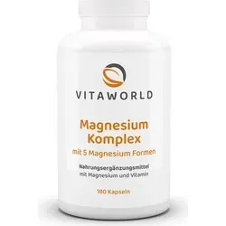 vitaworld Magnesium Komplex hochdosiert – 375 mg reines Magnesium mit Vitamin B6, vegan