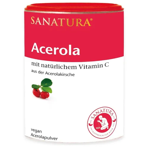 Sanatura Acerola Pulver – 175 g hochdosiertes Vitamin C - Vitamin C Präparate: 100 % pflanzlich und vegan, 1 g Pulver liefert 225 mg natürliches Vitamin C aus der Acerolakirsche – ideal für eine einfache und ergiebige Anwendung.