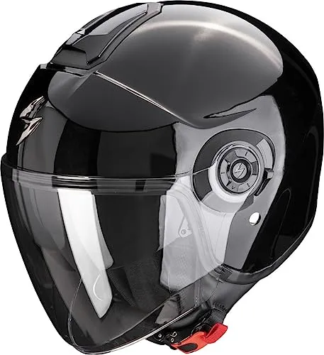 Scorpion EXO CITY II Solid Helm Schwarz Größe M - Motorradhelm im Jet-Stil, ausgestattet mit einem großen Visier und integrierter Sonnenblende für optimalen Komfort und Sicht bei Fahrten in der Stadt.