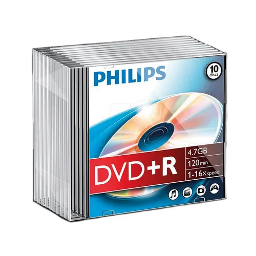 Philips DVD+R DR4S6S10F - 10er Pack 4.7 GB DVD+R, schnelle 16x Schreibgeschwindigkeit und kompatibel mit den meisten DVD-ROM-Playern