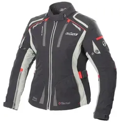 Büse Linda Damen Jacke schwarz/rot 40 - Motorradjacke für Damen, wasserdicht und atmungsaktiv mit flexiblen Stretcheinsätzen für optimalen Komfort und Sicherheit durch entnehmbare Protektoren.