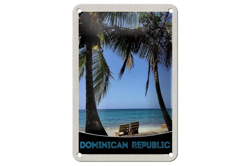 Blechschild Reise 12x18 cm Dominikanische Republik Strand Deko Schild